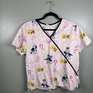 Vtg 2006 Monopoly‎ Scrub Top Women’s Size Medium - Faded Pink